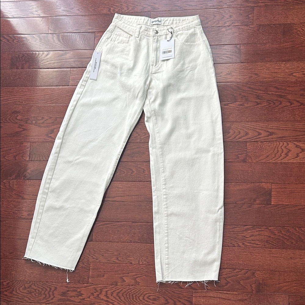 Princess Polly Kaio Mod rise barrel leg denim jeans white